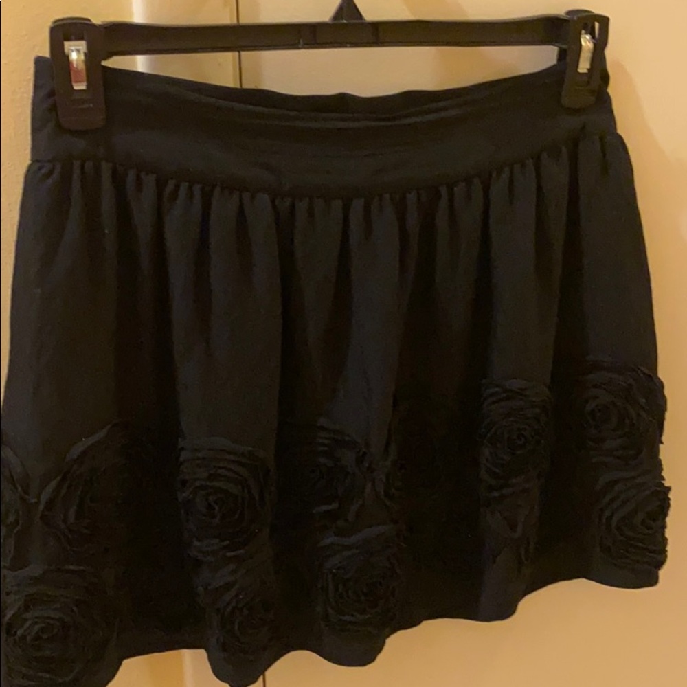 Black skirt with black floral detailing